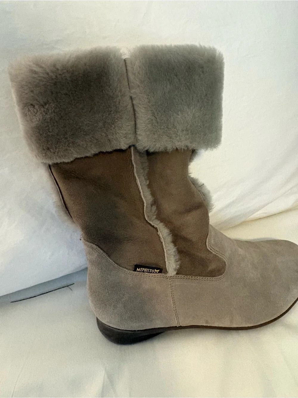 Mephisto Taupe Suede Fur-Lined Winter Boots